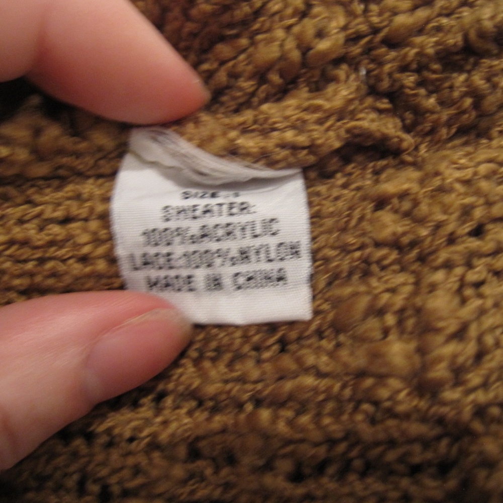 Y2k brown lace trim cardigan with metal clasps size large saga acrylic nylon - Picture 4 of 6